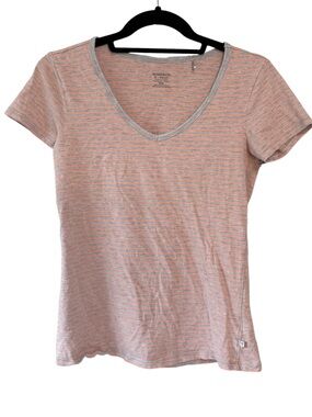 Toad&Co Marley Striped V Neck Tee Orange Grey Size XS